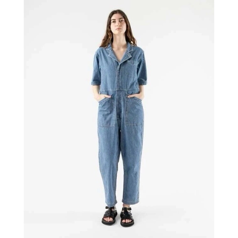 Alex Mill  Standard Shoreditch Short Sleeve Jumpsuit Coveralls Medium Wash Denim